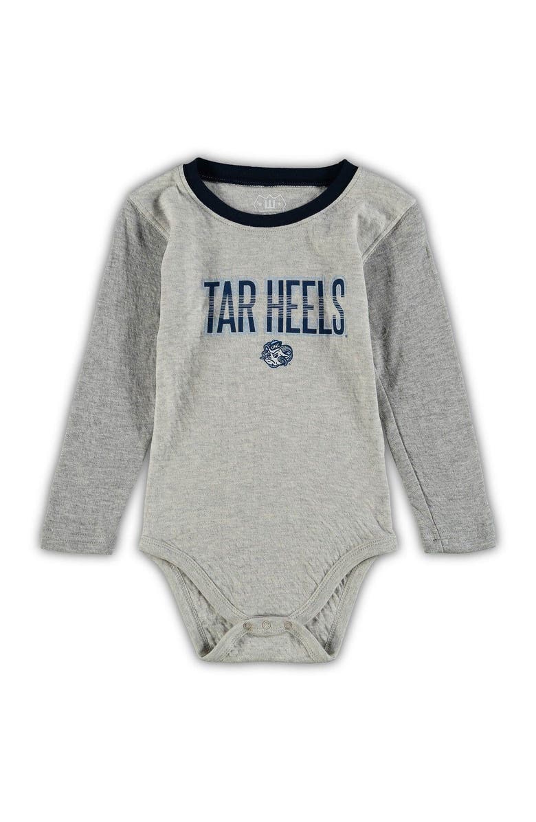 Wes & Willy Infant Wes & Willy Heathered Gray/Navy North Carolina Tar Heels Jie Jie Long Sleeve Bodysuit & Pants Set, Alternate, color, Heather Gray