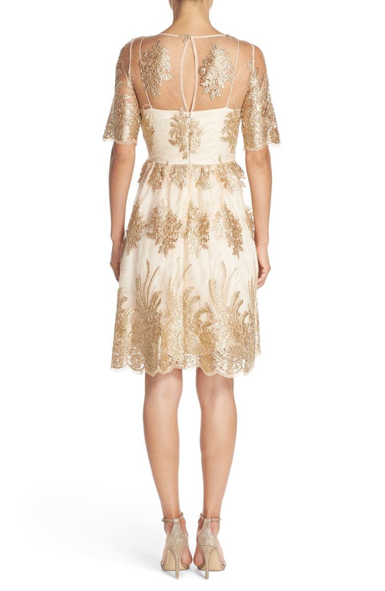 Adrianna Papell Embroidered Lace Fit & Flare Dress, Alternate, color, 