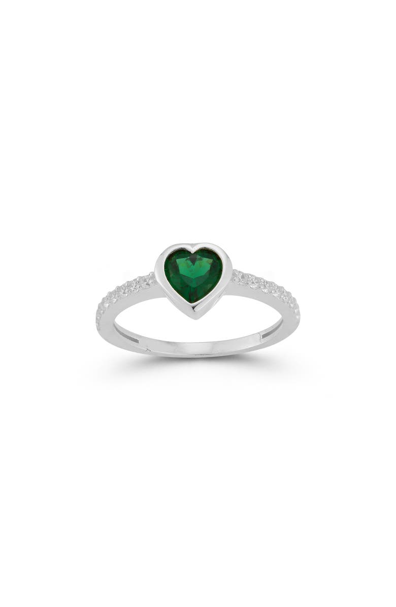 SPHERA MILANO Rhodium Plate Heart CZ Ring, Main, color, Silver