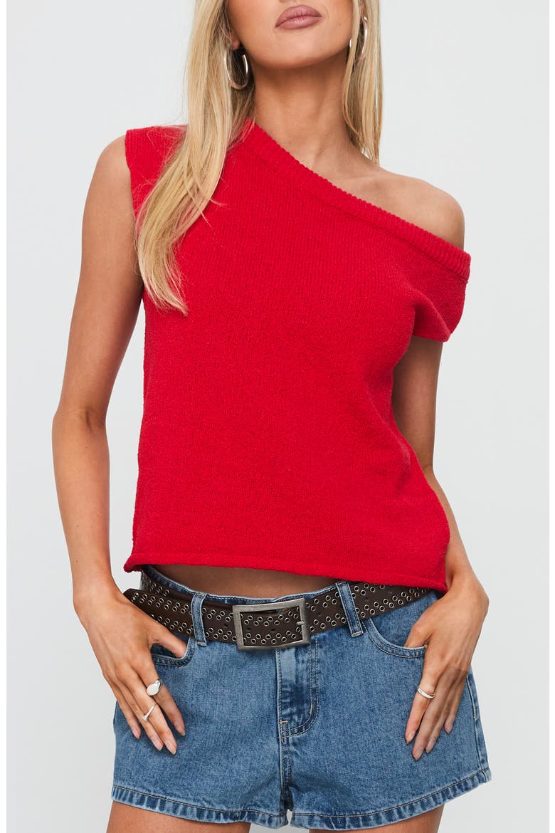 Ashfield One-Shoulder Sweater, Main, color, RED