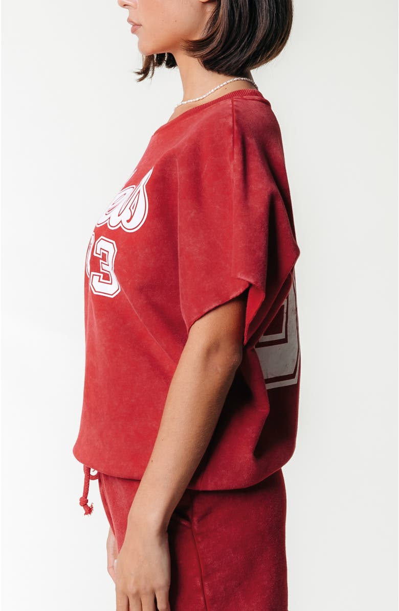 Colourful Rebel Rebels 33 Acid Wash Drppd Shldr Sweat SS, Alternate, color, Red