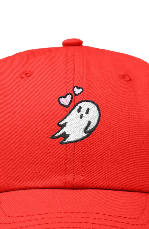 Dalix Heartly Ghost Embroidered Cap In Red