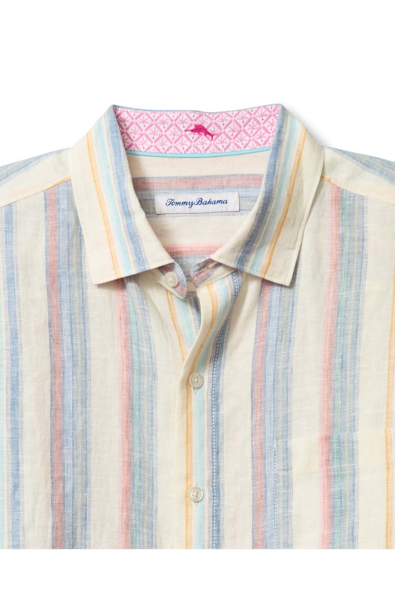 Tommy Bahama Las Mantas Stripe Linen Button-Up Shirt, Alternate, color, Sandstone
