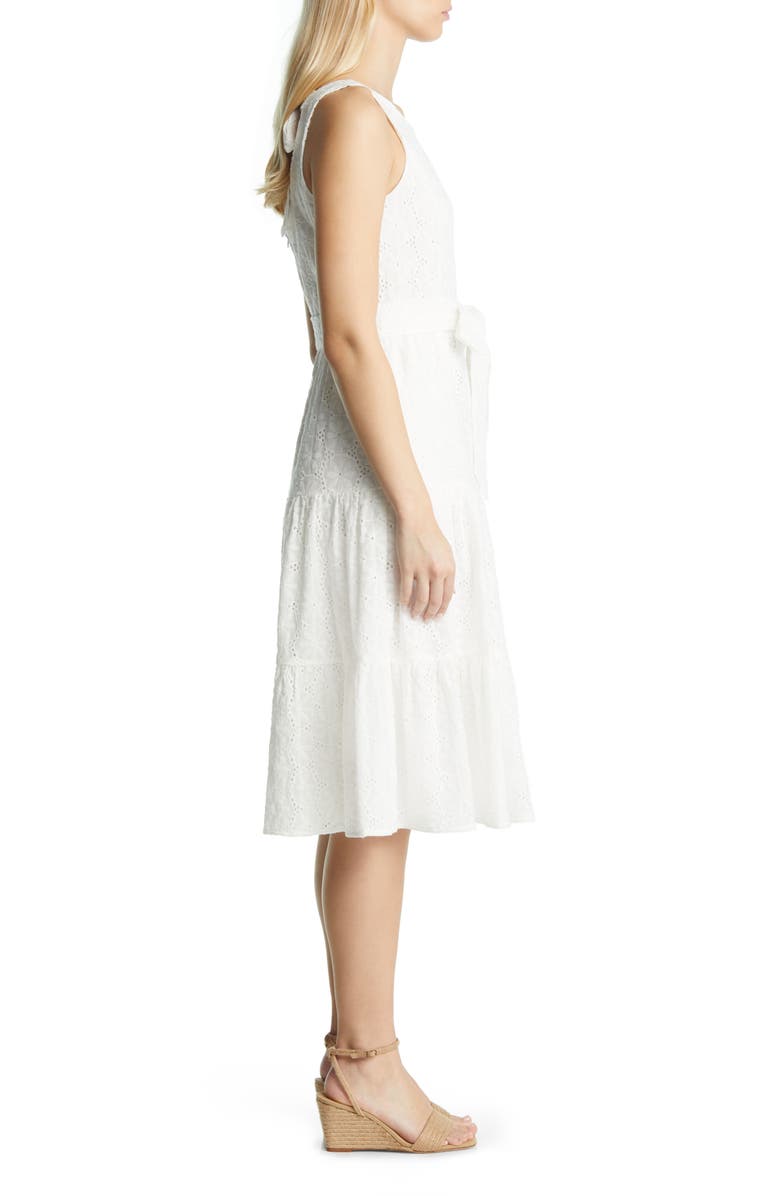Tahari ASL Sleeveless Eyelet Tiered Dress, Alternate, color, 