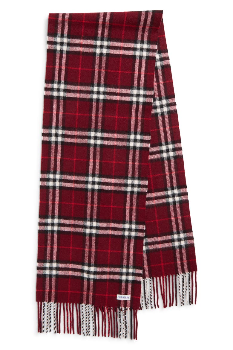 Check Cashmere Scarf, Main, color, OXBLOOD RED