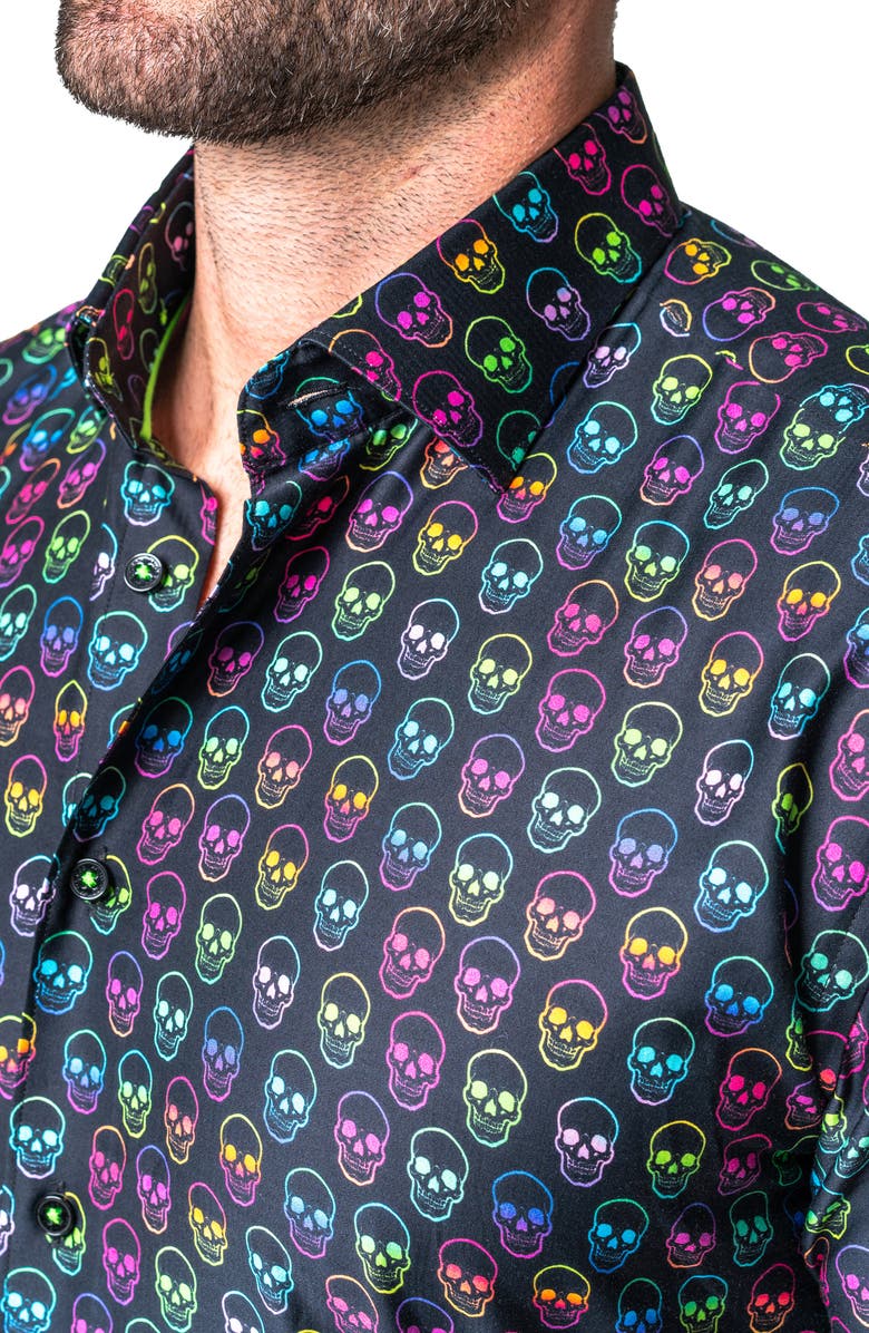 Maceoo Galileo Skull Regular Fit Short Sleeve Button-Up Shirt, Alternate, color, 
