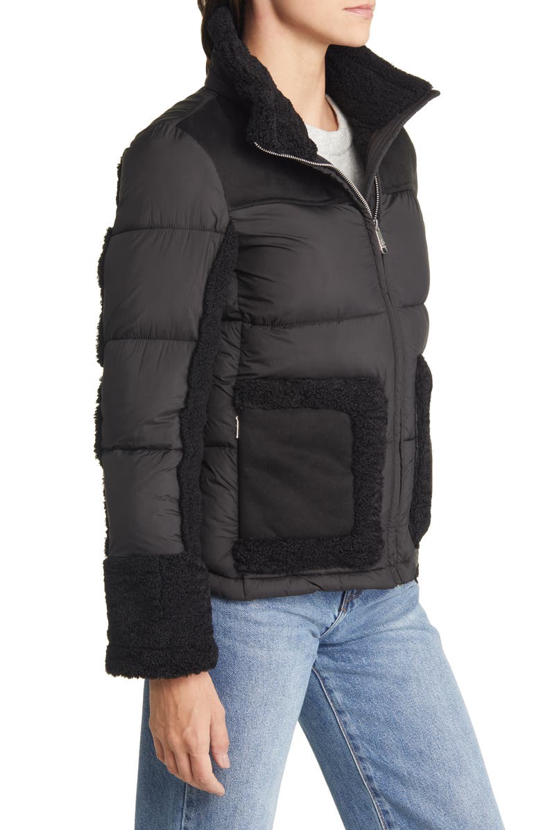 Sam Edelman Mixed Media Puffer Jacket with Faux Fur Trim, Alternate, color,