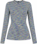 24/7 Heather Striped Long Sleeve Flatlock V Neck Tee