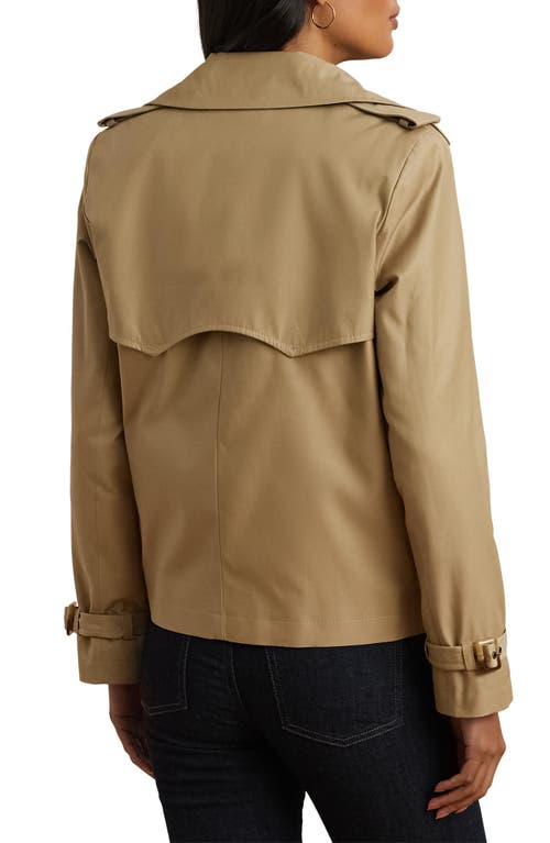 Ralph Lauren Lauren Crop Cotton Blend Trench Coat In Birch Tan
