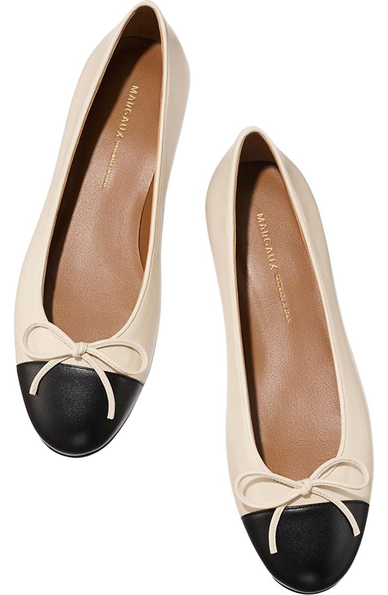 MARGAUX The Cap-Toe Demi Flats, Alternate, color, Ecru And Black Nappa