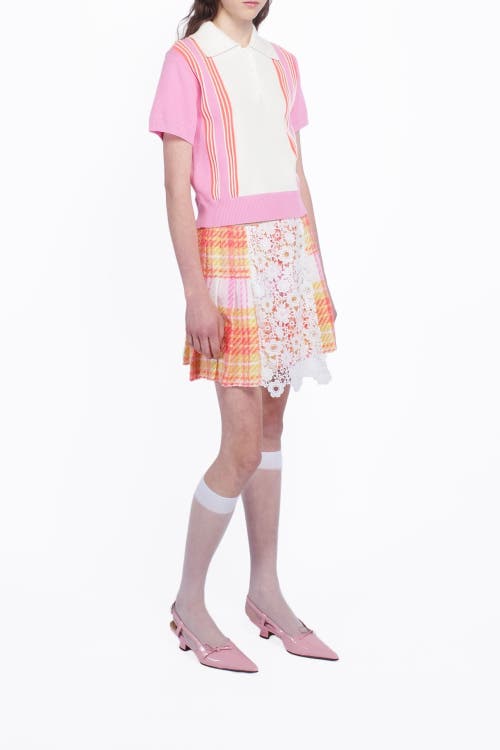Shop Anna Sui Capri Plaid Kilt Skirt In Lemon Multi