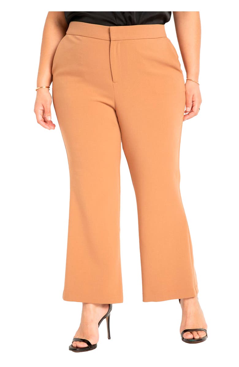 ELOQUII The 365 Suit Crop Flare Leg Trouser, Main, color, Biscuit