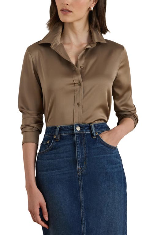 Ralph Lauren Classic Fit Satin Charmeuse Shirt In Brown