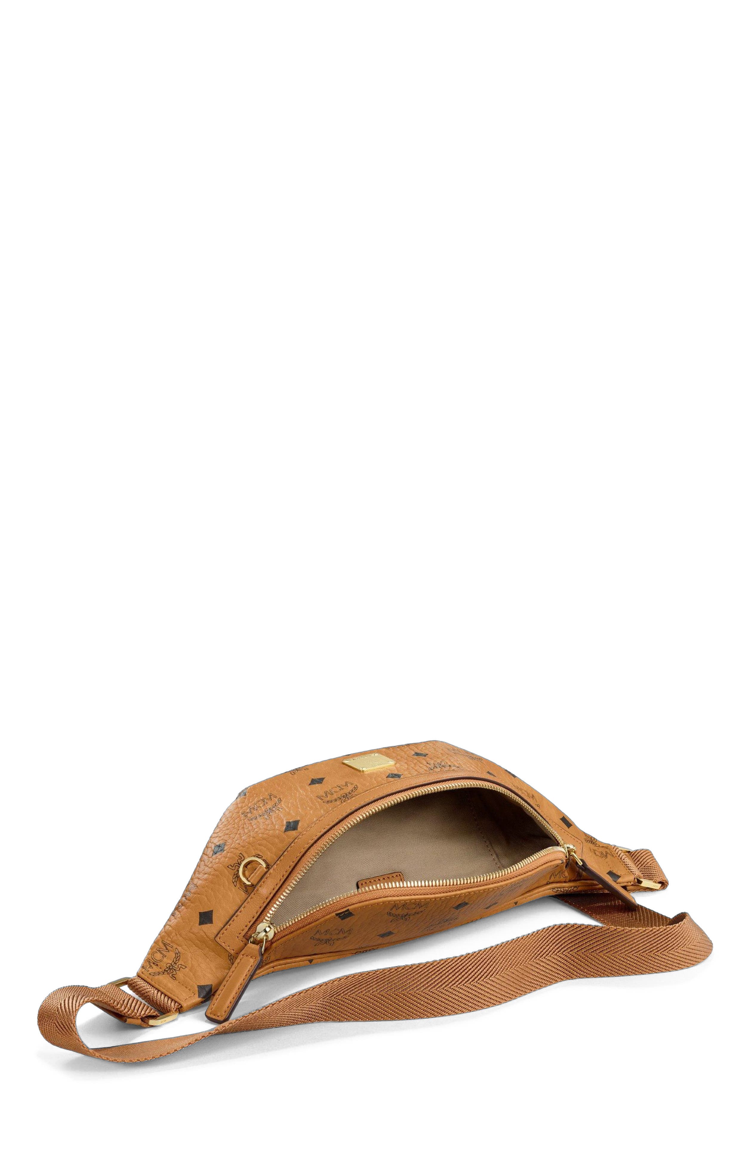 MCM Fursten Belt Bag in Visetos, Alternate, color, Cognac