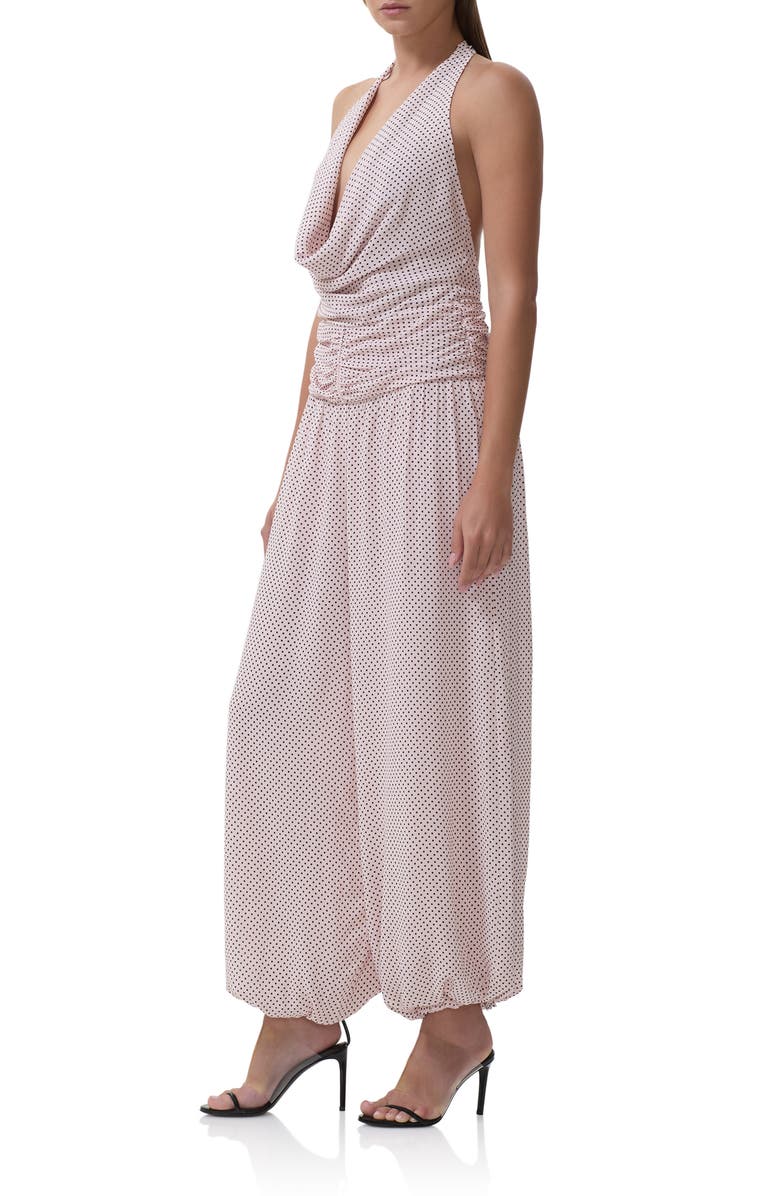 AFRM Robin Pin Dot Halter Neck Jumpsuit, Alternate, color, Mauve Pin Dot