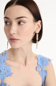 Oscar de la Renta Cascading Rhinestone Drop Earrings