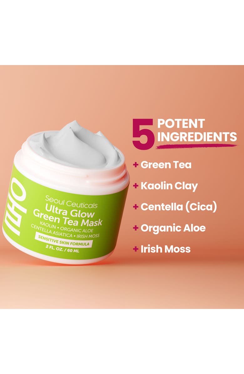 Seoul Ceuticals Ultra Glow Korean Skincare Green Tea Mask, Alternate, color, Clear