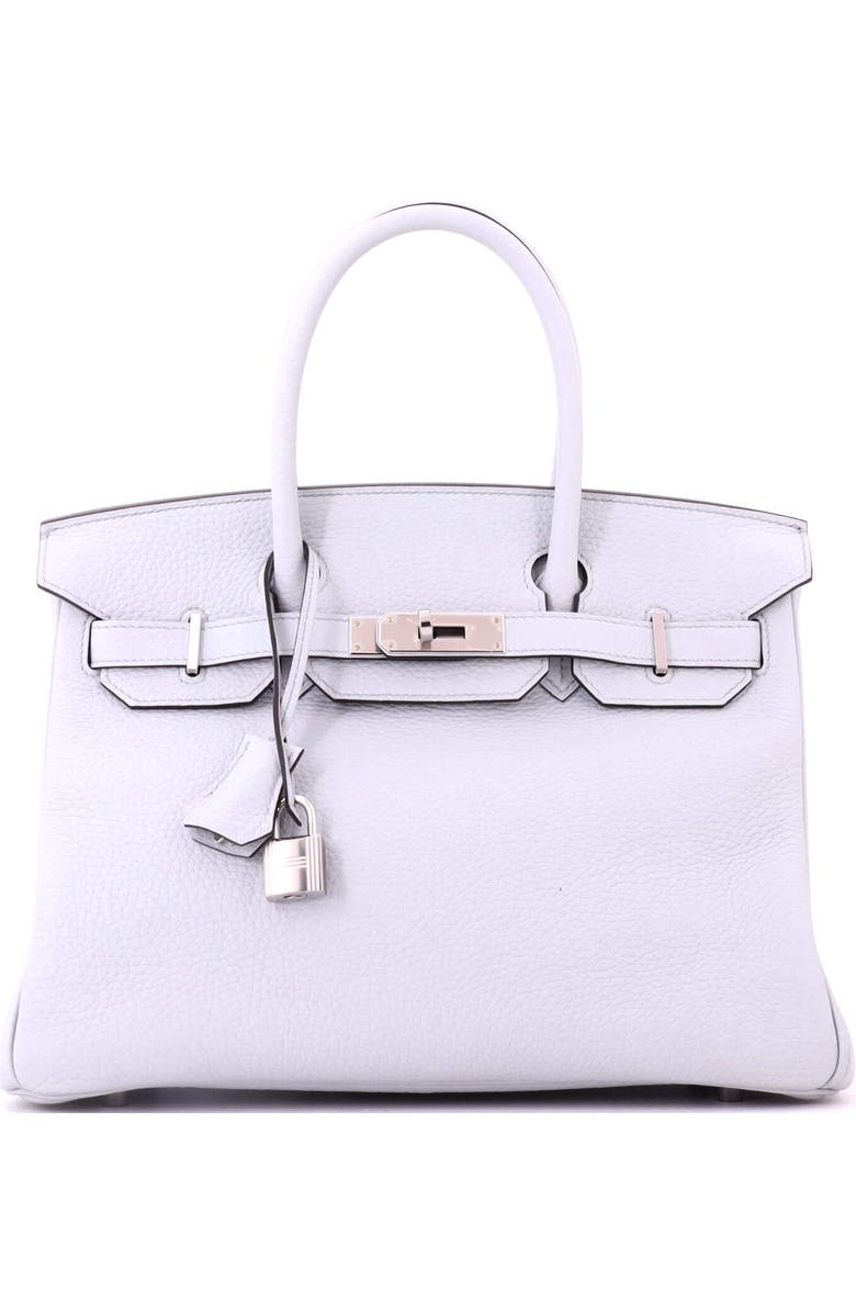 Pre-Owned Hermes Birkin Handbag Blue Clemence with Palladium Hardware 30, Main, color, Bleu Pale