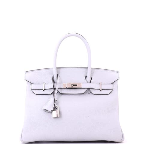 Birkin Handbag Blue Clemence with Palladium Hardware 30