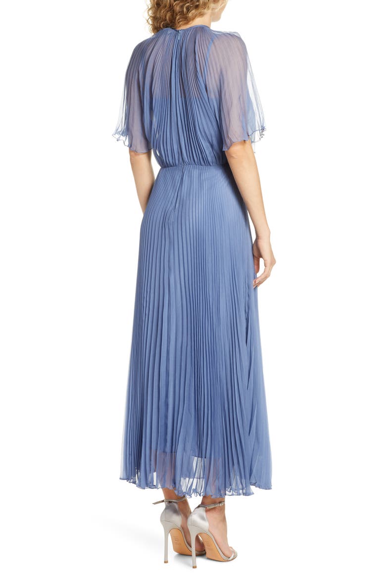 Pleated Chiffon Gown, Alternate, color, WEDGEWOOD