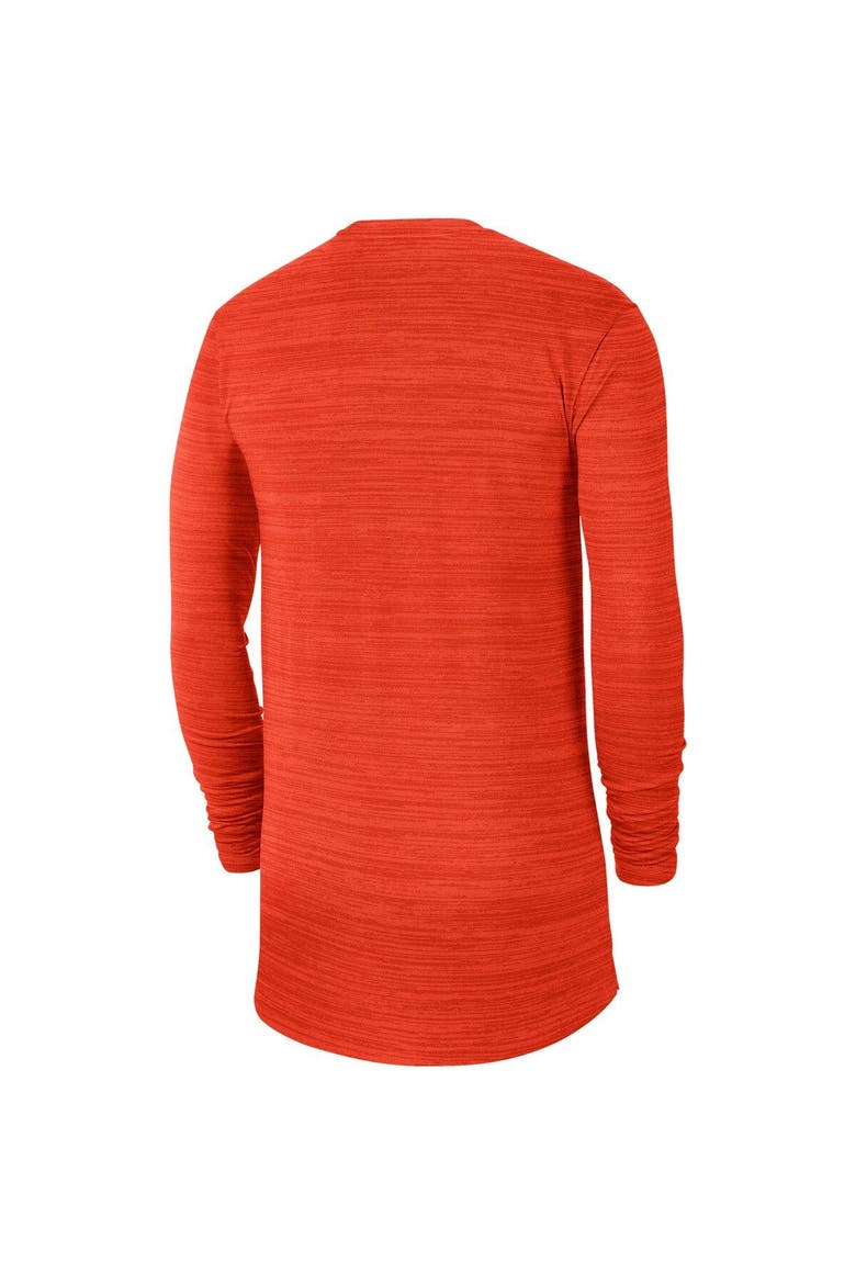 Men's Nike Orange Clemson Tigers 2021 Sideline Velocity Performance Long Sleeve T-Shirt, Alternate, color, ORANGE