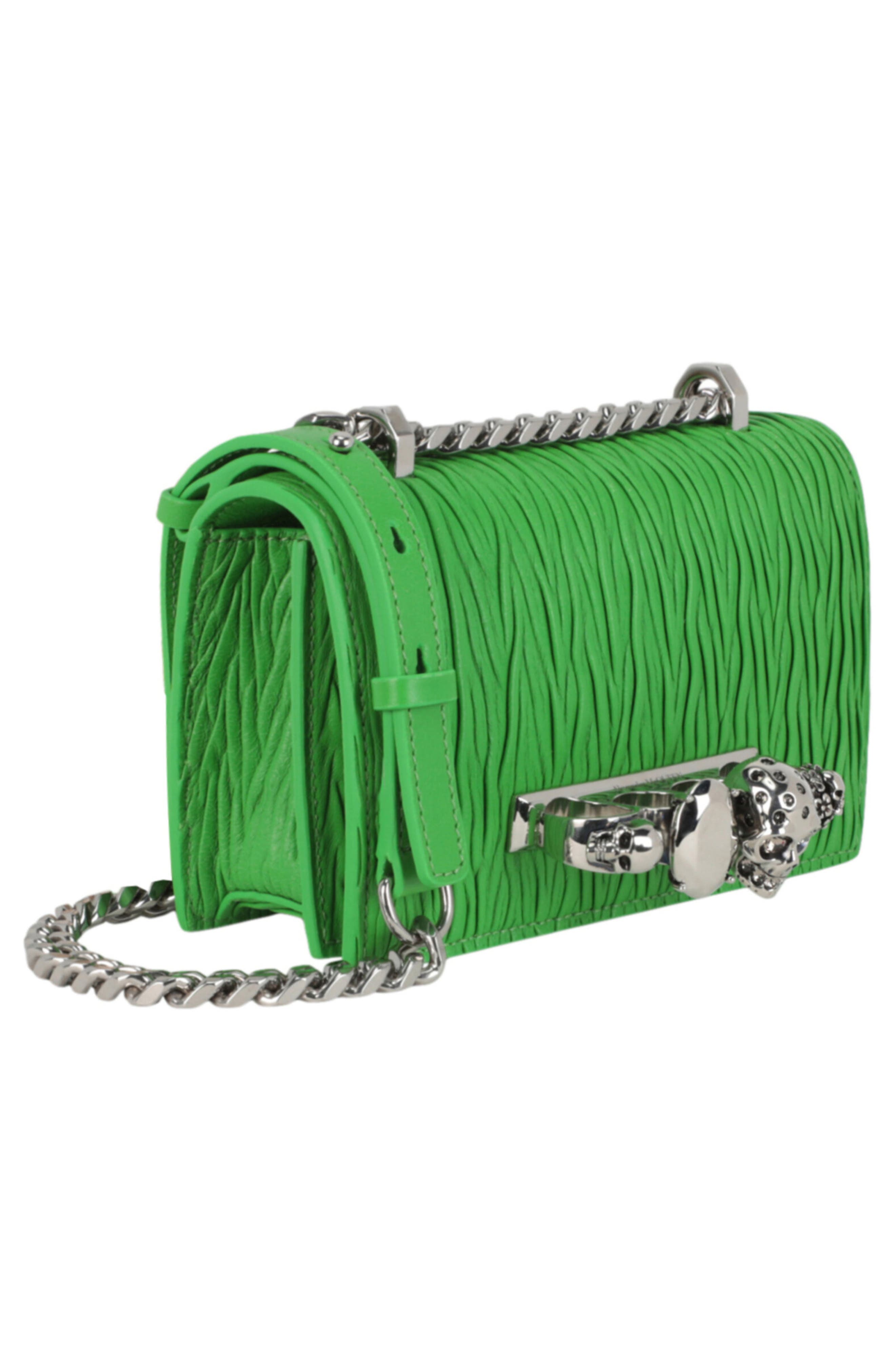 McQueen Mini Jeweled Shoulder Bag, Alternate, color, Acid Green