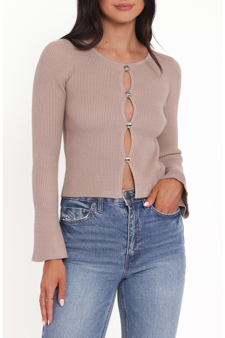 Rosienna Keyhole Cutout Rib Sweater, Main, color, TAUPE