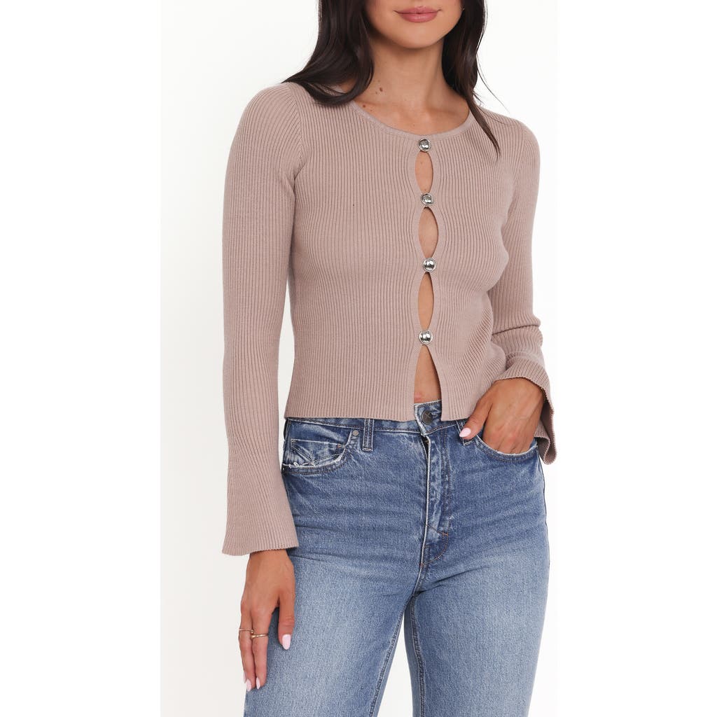 Petal & Pup Rosienna Keyhole Cutout Rib Sweater in Taupe at Nordstrom, Size Medium/large