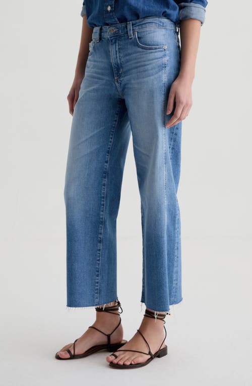 Ag Saige Paneled Raw Hem Ankle Wide Leg Jeans In Blue