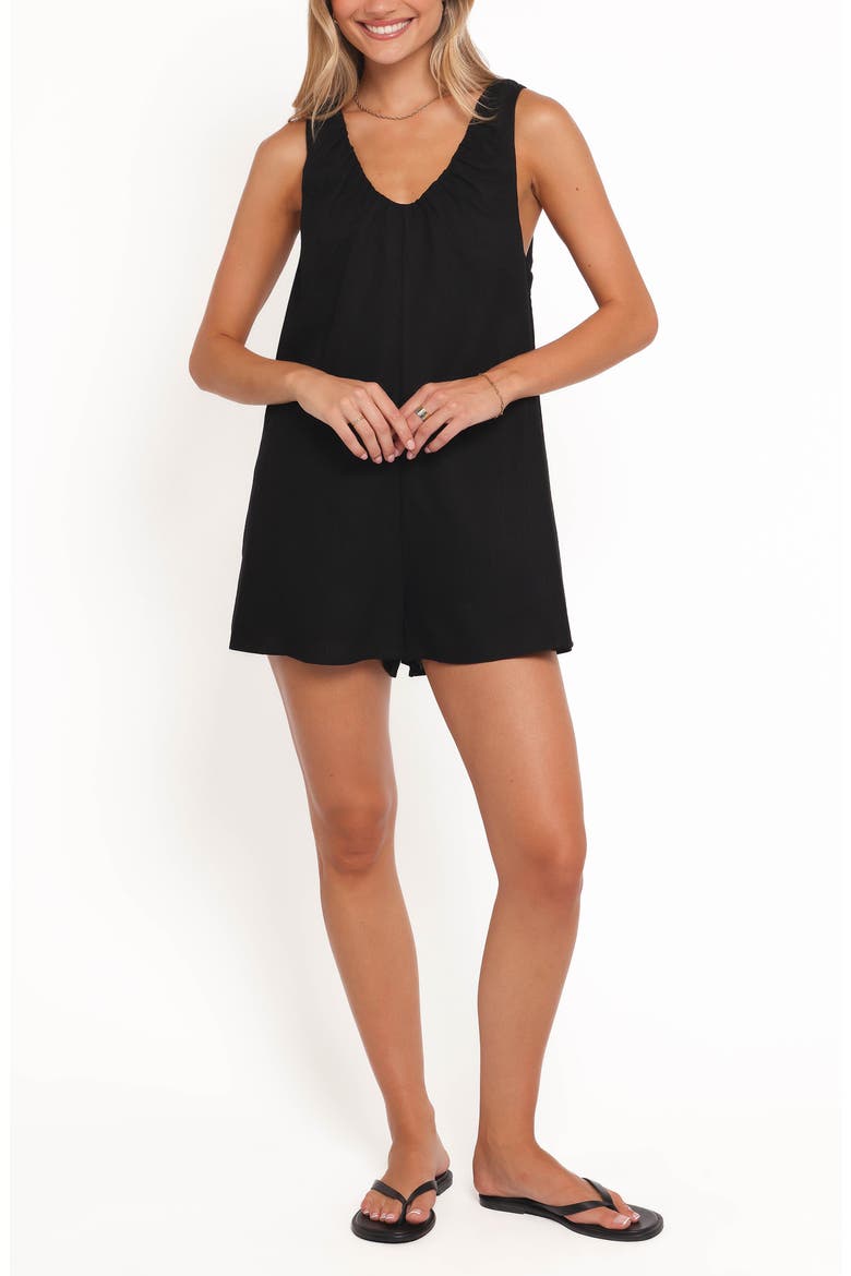 Archer Cotton & Linen Romper, Main, color, BLACK