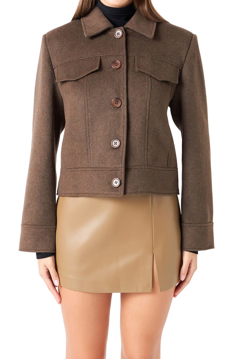 Endless Rose Structured Wool Blend Crop Jacket, Alternate, color, 