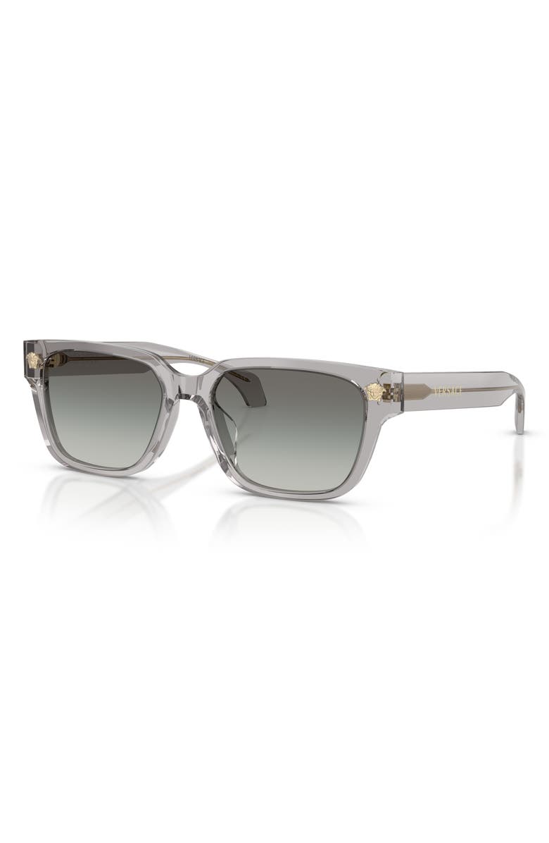 Versace 56mm Rectangular Sunglasses, Alternate, color, Transparent Grey / Grey