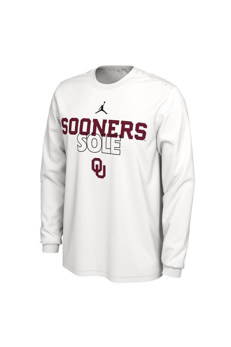 White Oklahoma Sooners 2023 On Court Bench Long Sleeve T-Shirt, Alternate, color, White