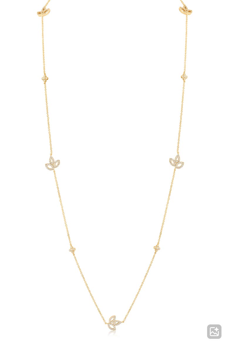 Cubic Zirconia Lily Station Chain Necklace (Nordstrom Exclusive), Main, color, CLEAR GOLD
