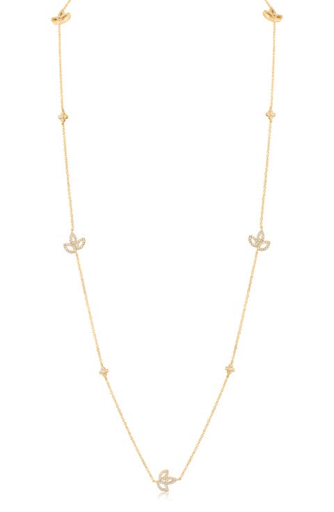 Cubic Zirconia Lily Station Chain Necklace