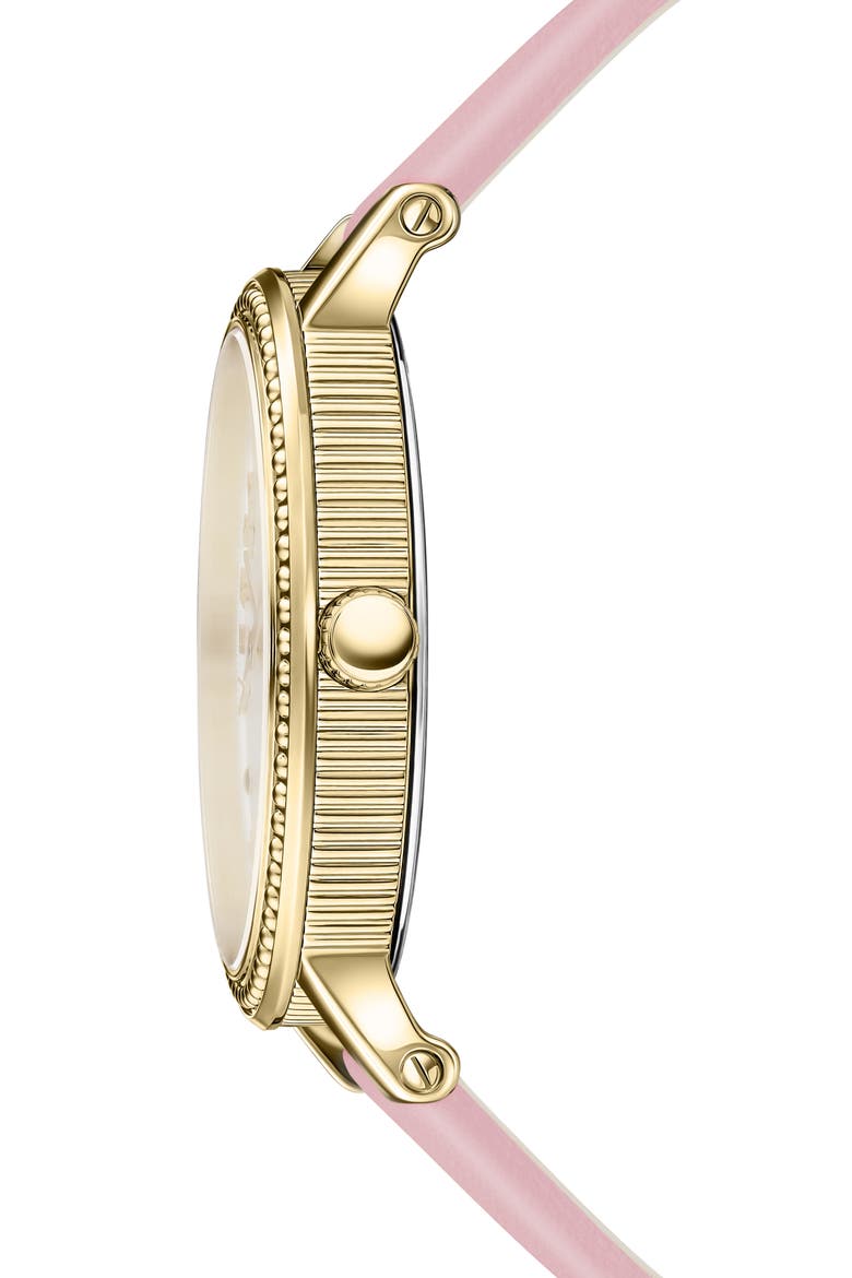 V-Dollar Leather Strap Watch, 37mm, Alternate, color, GOLD