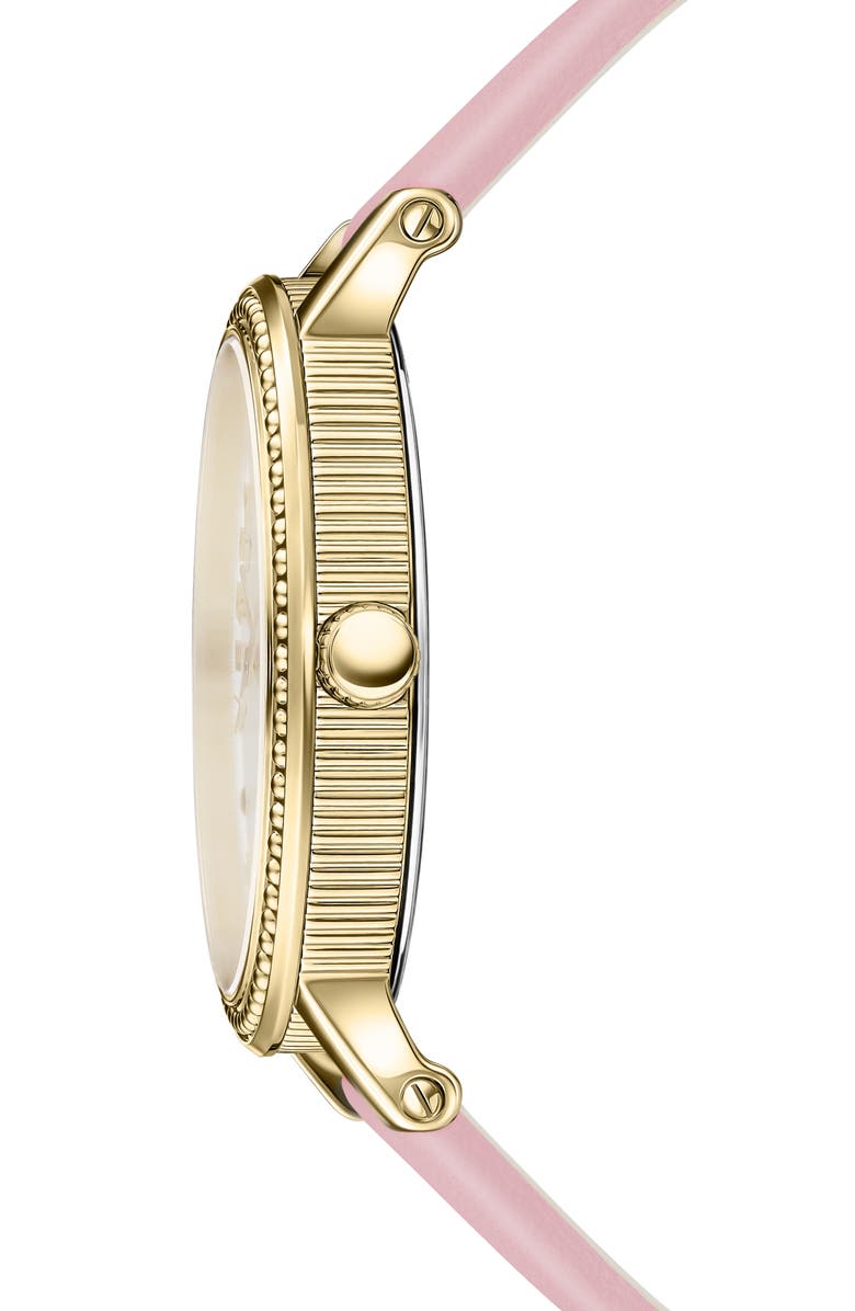 Versace V-Dollar Leather Strap Watch, 37mm, Alternate, color, Gold