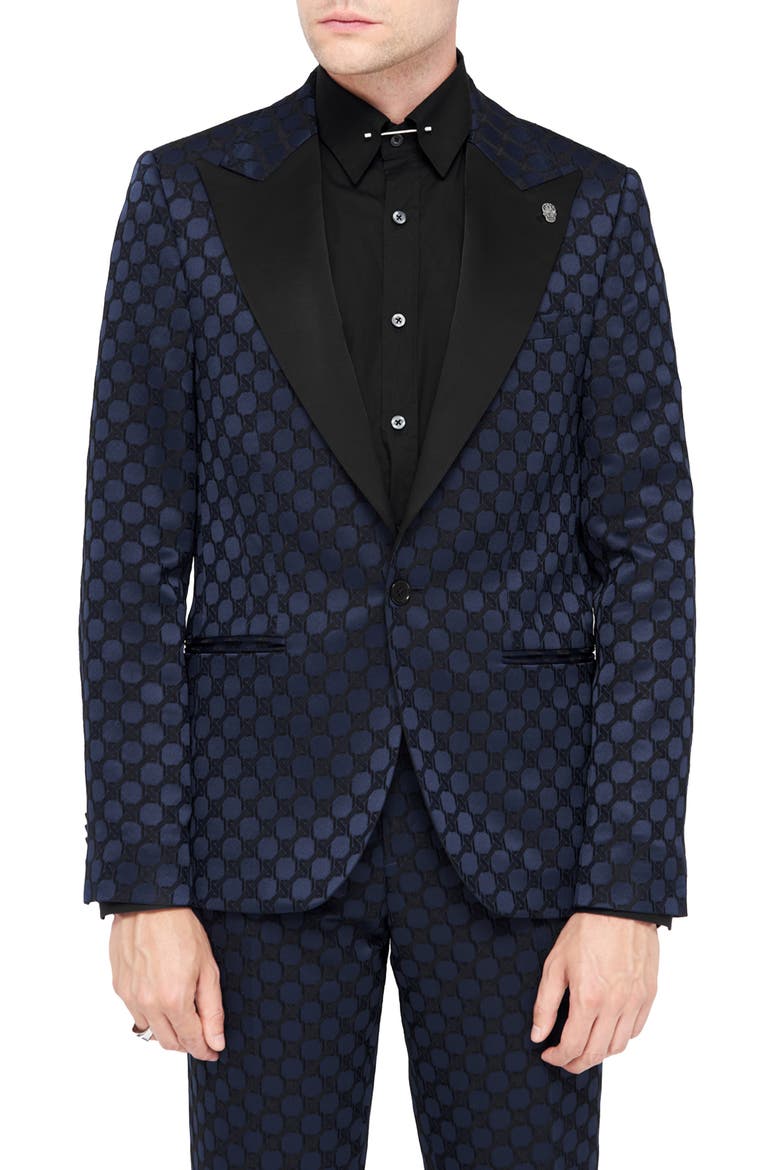 Papatya Slim Fit Navy Jacquard Suit Jacket, Main, color, NAVY