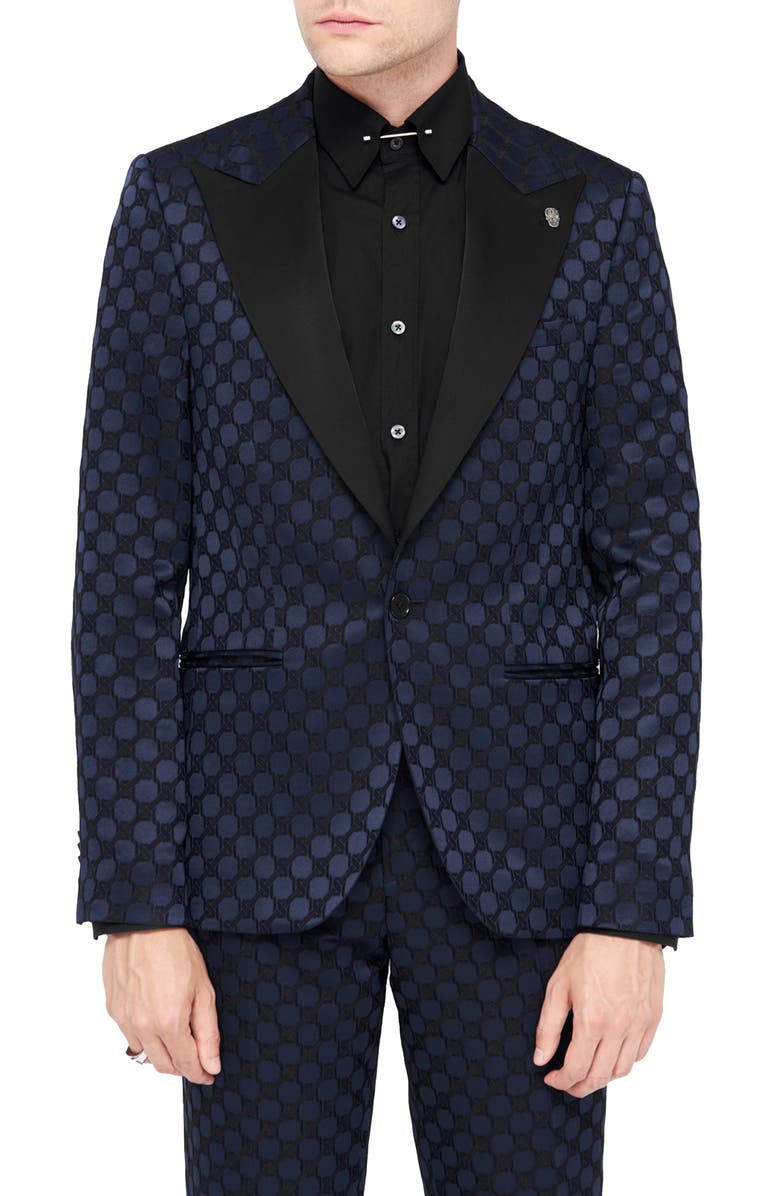 Twisted Tailor Papatya Slim Fit Navy Jacquard Suit Jacket, Main, color, 
