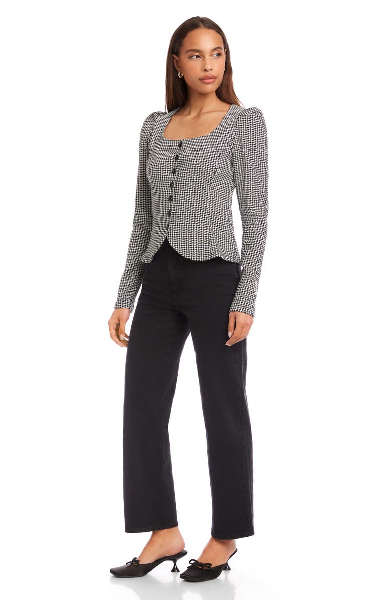 FIFTEEN TWENTY Frannie Puff Sleeve Houndstooth Top, Alternate, color, Houndstooth