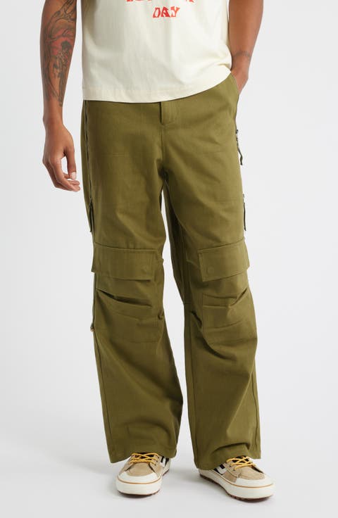 Stash Relaxed Wide Leg Cotton Twill Cargo Pants