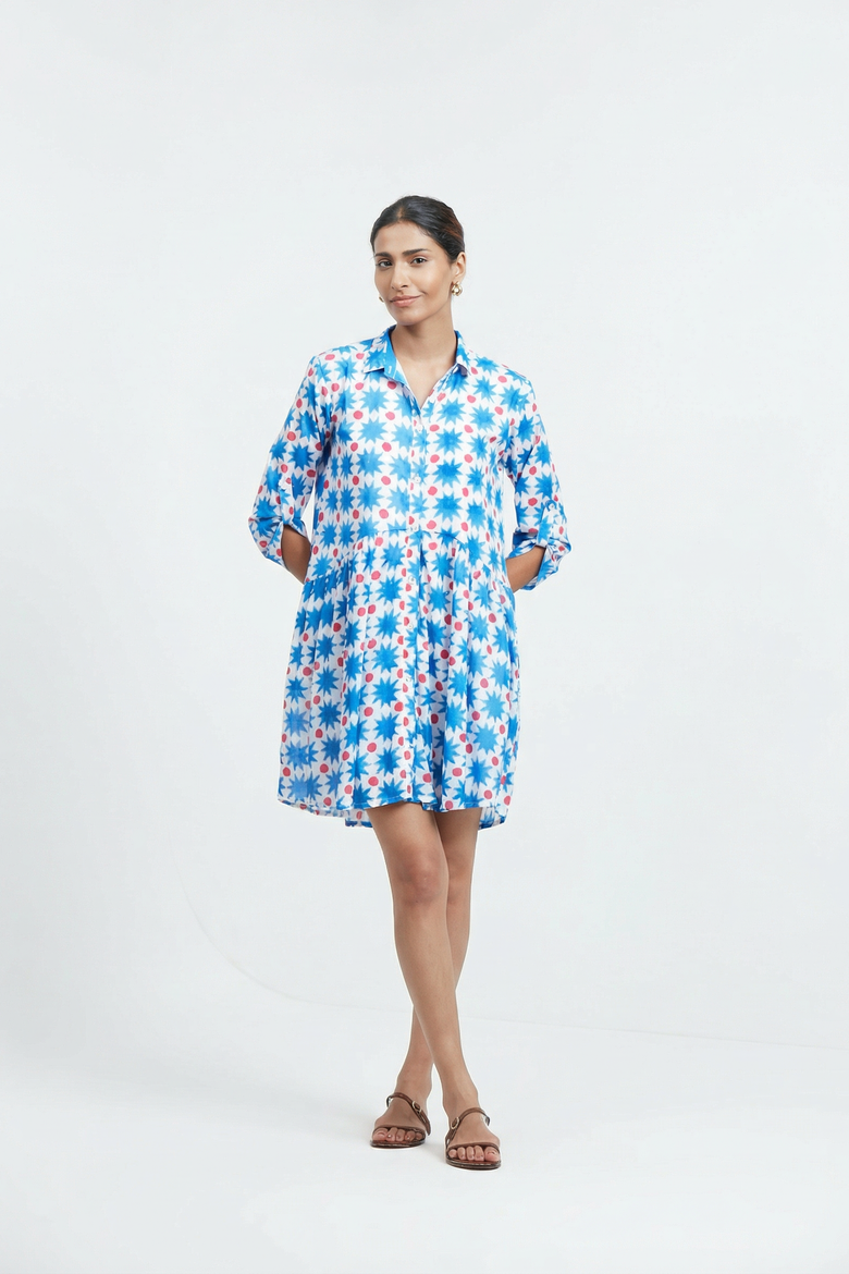 Deauville Short Dress, Main, color, Blue Positano