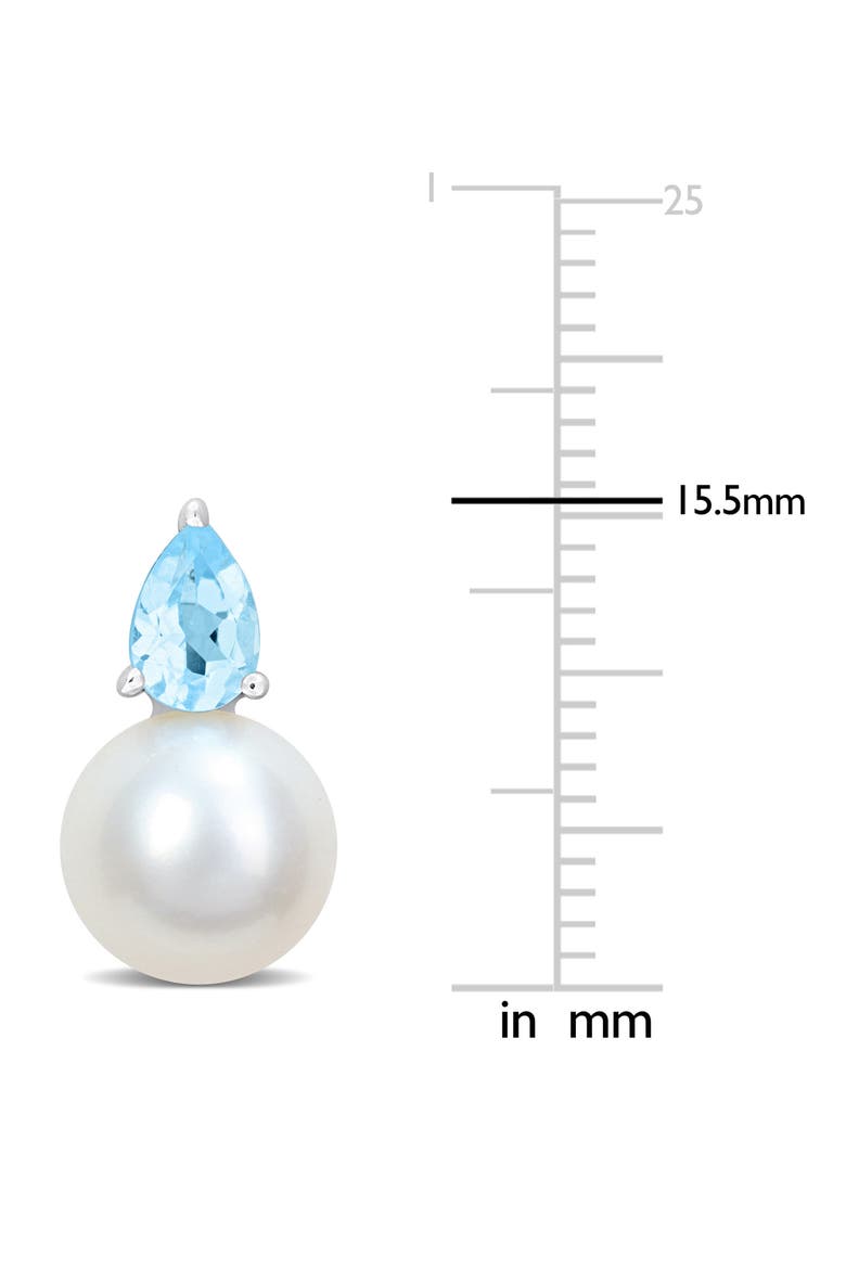 Blue Topaz & Freshwater Pearl Stud Earrings, Alternate, color, BLUE