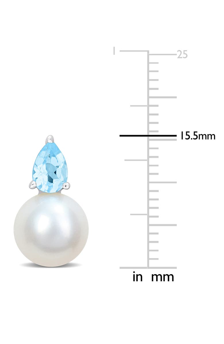 DELMAR Blue Topaz & Freshwater Pearl Stud Earrings, Alternate, color, Blue