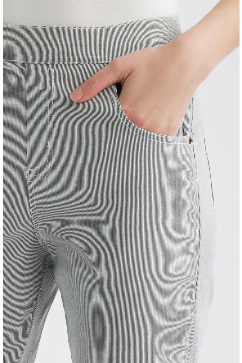 Spring Stripe Petal Pusher Capri Pants, Alternate, color, BLACK