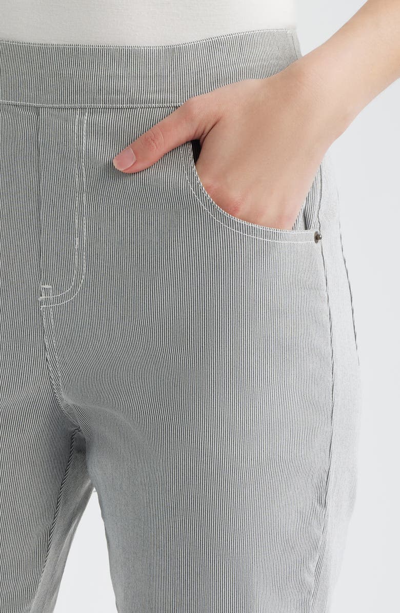 Hue Spring Stripe Petal Pusher Capri Pants, Alternate, color, Black