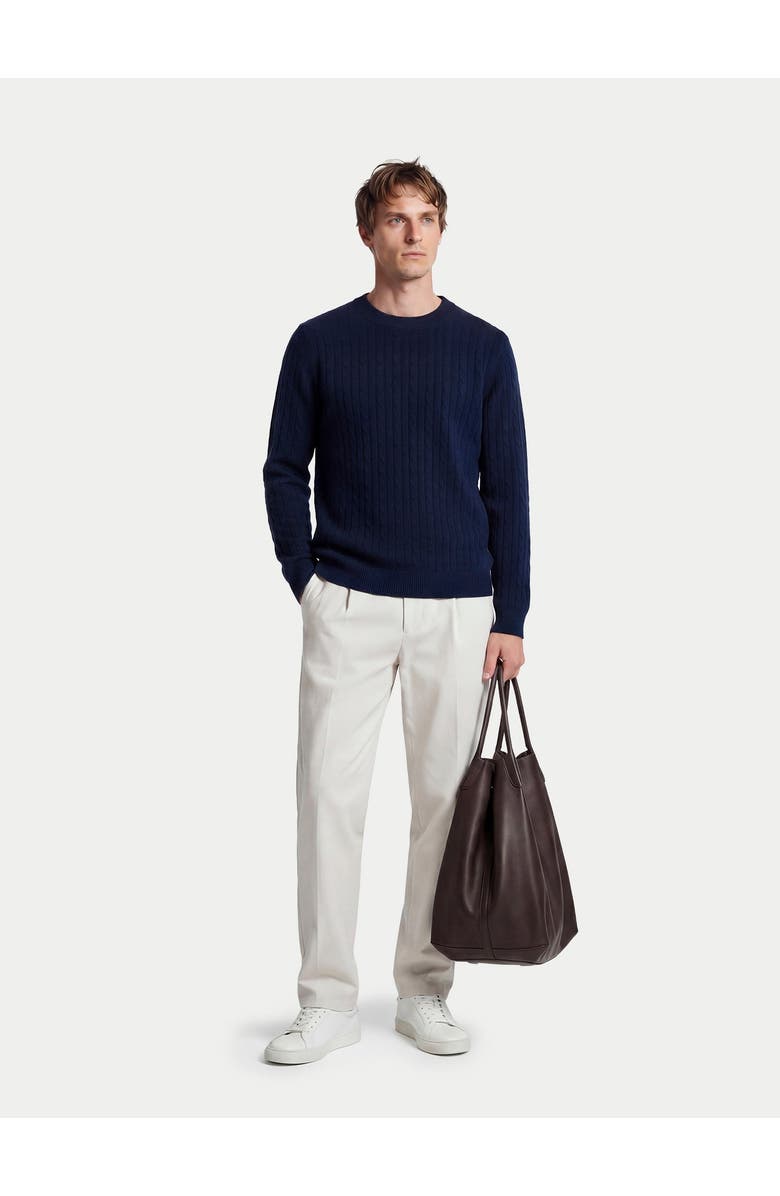 Gobi Cashmere Cashmere Cable-Knit Sweater, Alternate, color, Navy