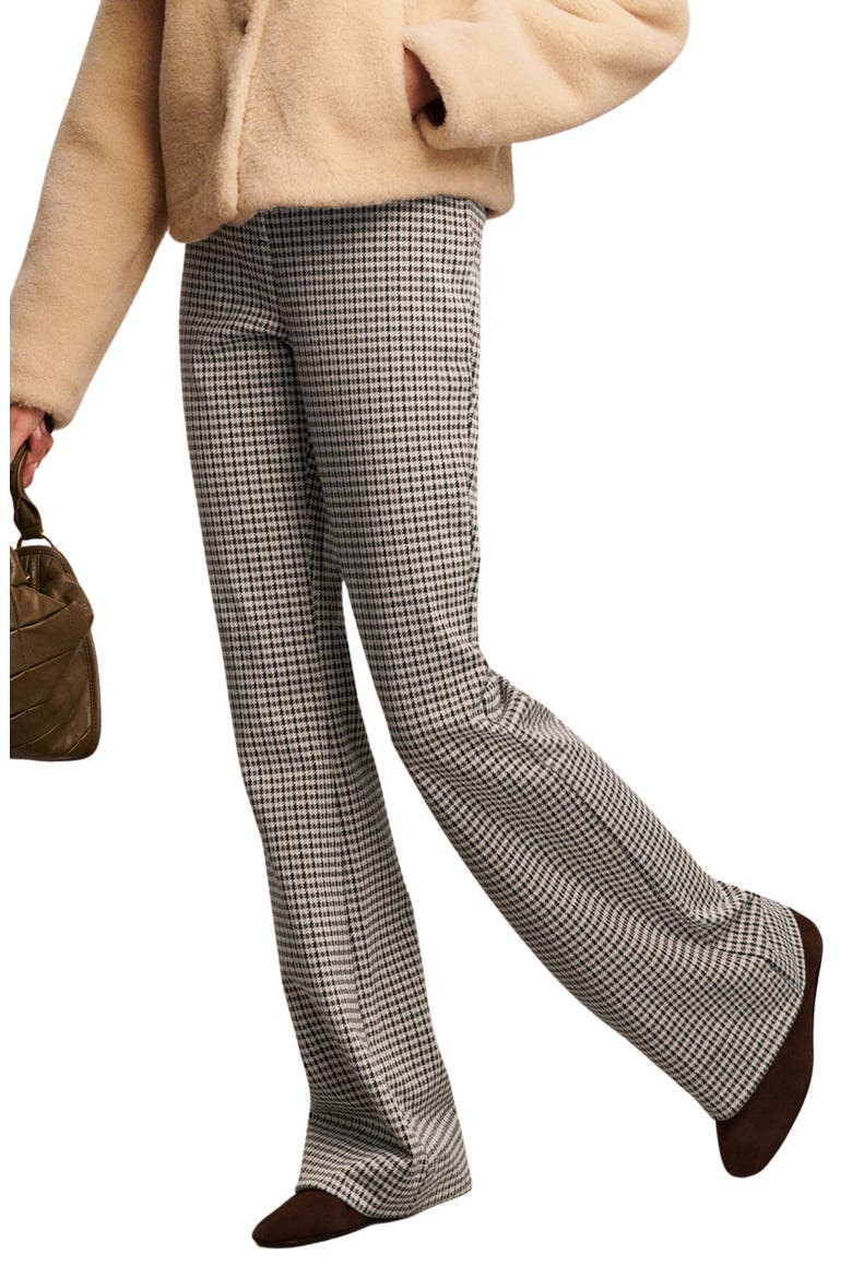 Houndstooth Check Bootcut Pants, Alternate, color, BLACK/ BEIGE