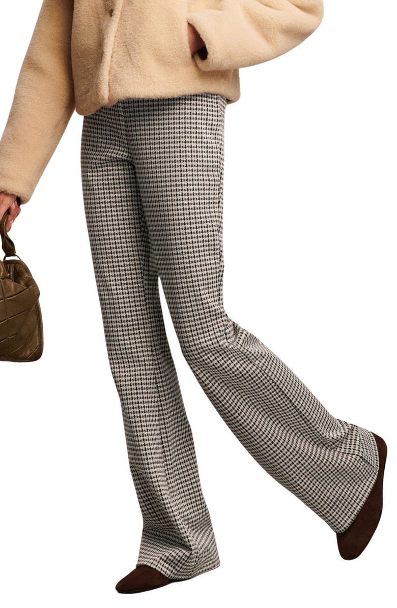 NEXT Houndstooth Check Bootcut Pants, Alternate, color, Black/ Beige