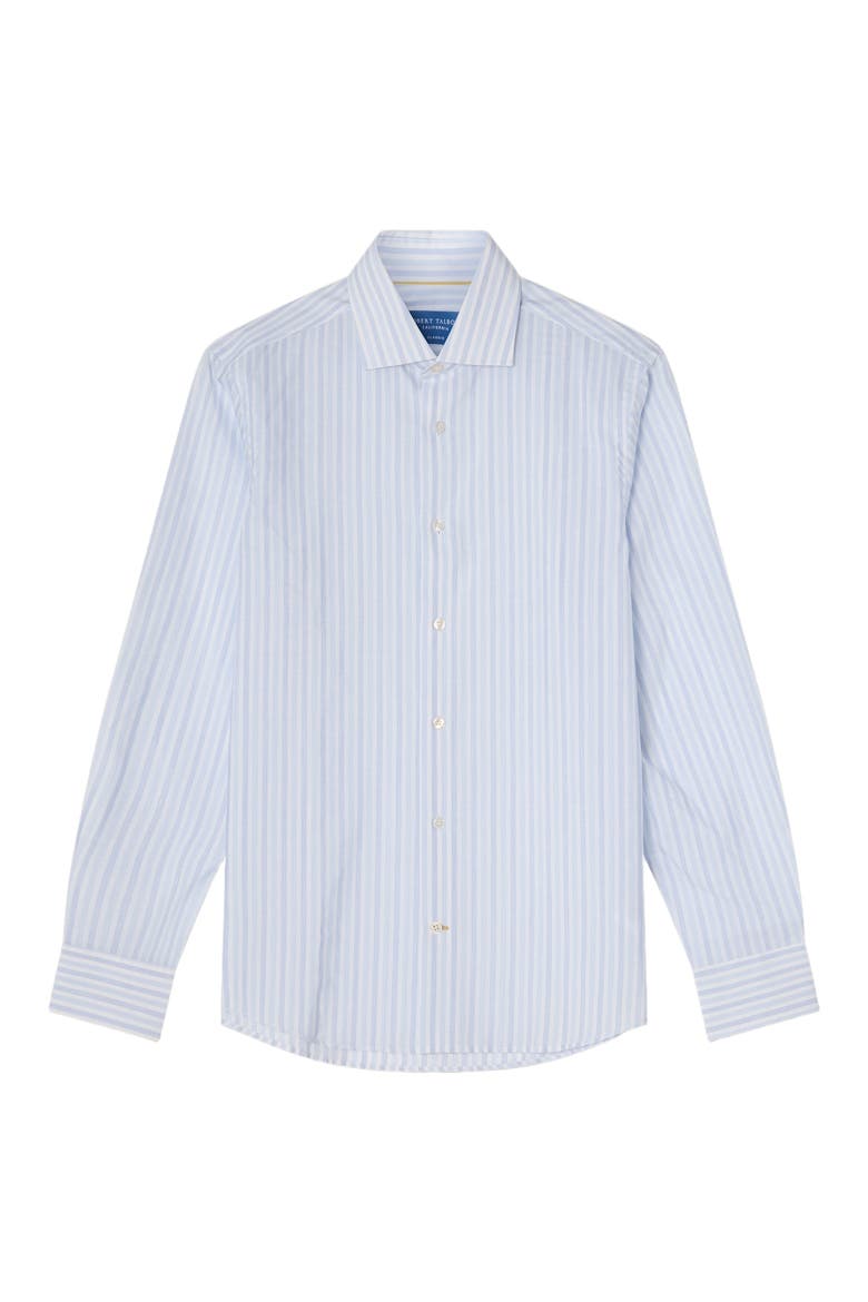 Reynolds Cotton Linen Blend Shirt in Contemporary Fit, Alternate, color, Blue Multi Thin Stripe